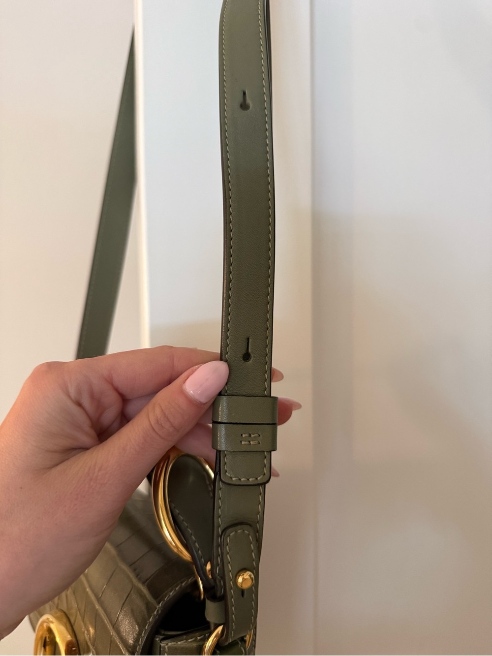 Chloe C Mini Croc-Embossed Green Bag - Picture 7 of 8